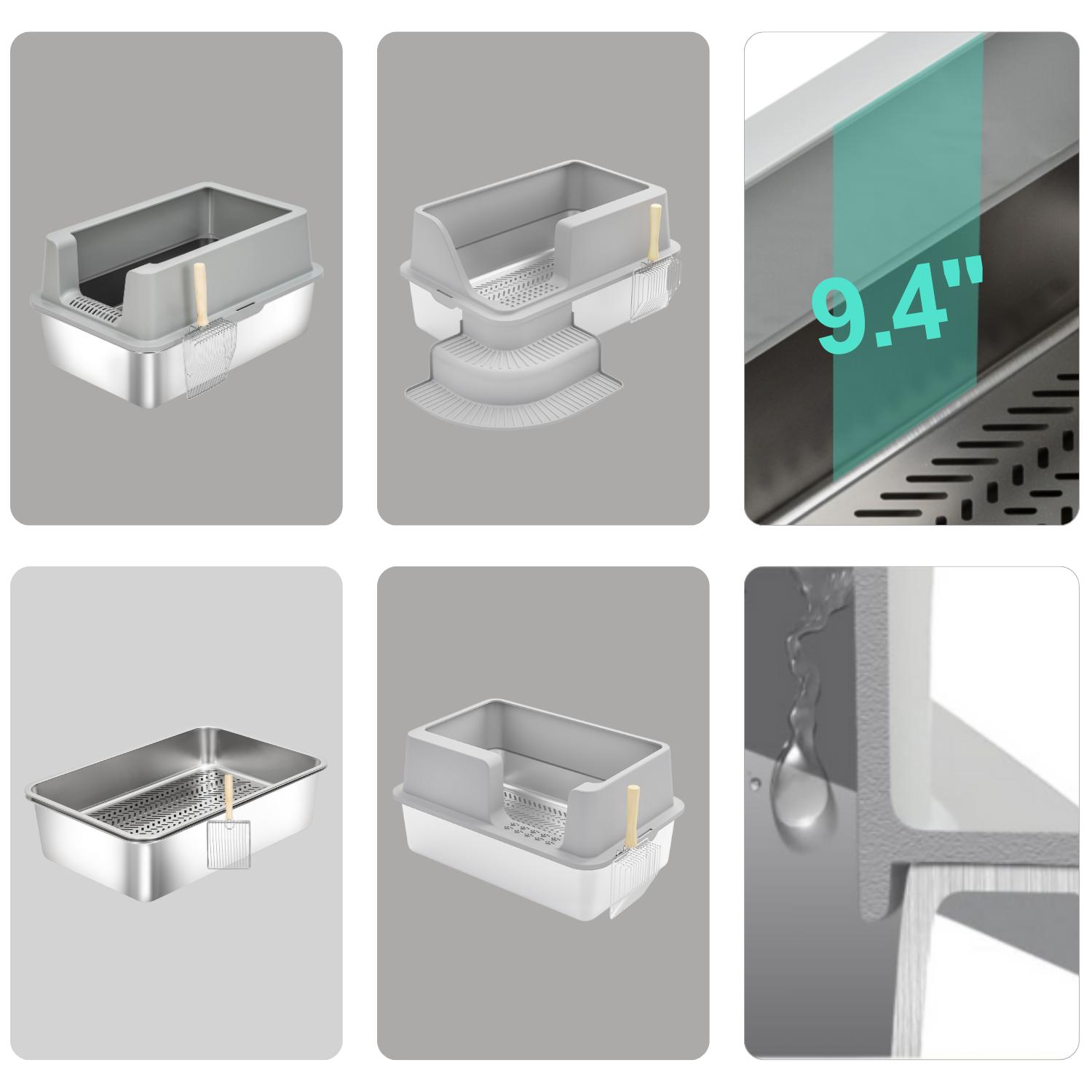 XL Stainless Steel Sifting Cat Litter Box for Pine Pellets, XXL Stainless Steel Pine Litter Box, Bunny Litter Box, High Sides XL Stainless Steel Sifting Cat Litter Box for Pine Pellets, XXL Stainless Steel Pine Litter Box, Bunny Litter Box, High Sides