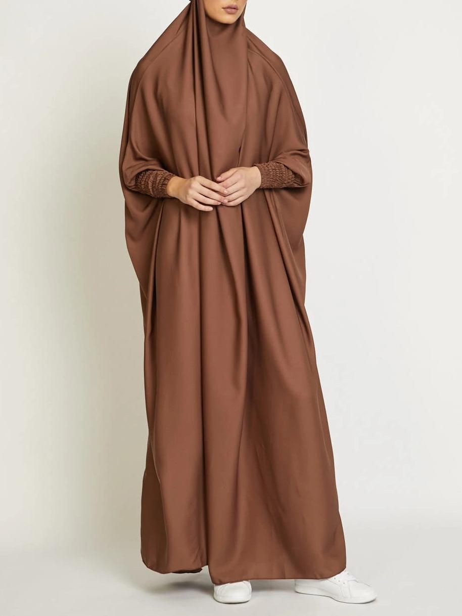 Dubai Turkish Long Robe Dress, Modesty Muslim Thobe, Traditional Arabic Robe, Loose-Fitting Woven Fabric, Moderate Thickening, All Seasons Wear, Elegant Plain Color Design, Modest Muslim Outfits