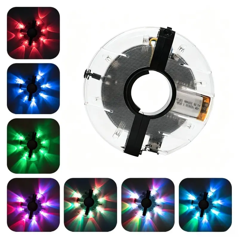 USB Rechargeable LED Bike Hub Light, 7 Color Wheel Spoke Light Cycling Decoration Light Night Riding Accessory