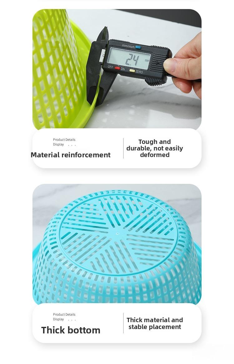 2pcs Stackable Round Plastic Colanders, Thickened Mesh with Drain Holes, Kitchen Multi-Functional Cleaning Basket, Space-Saving Design