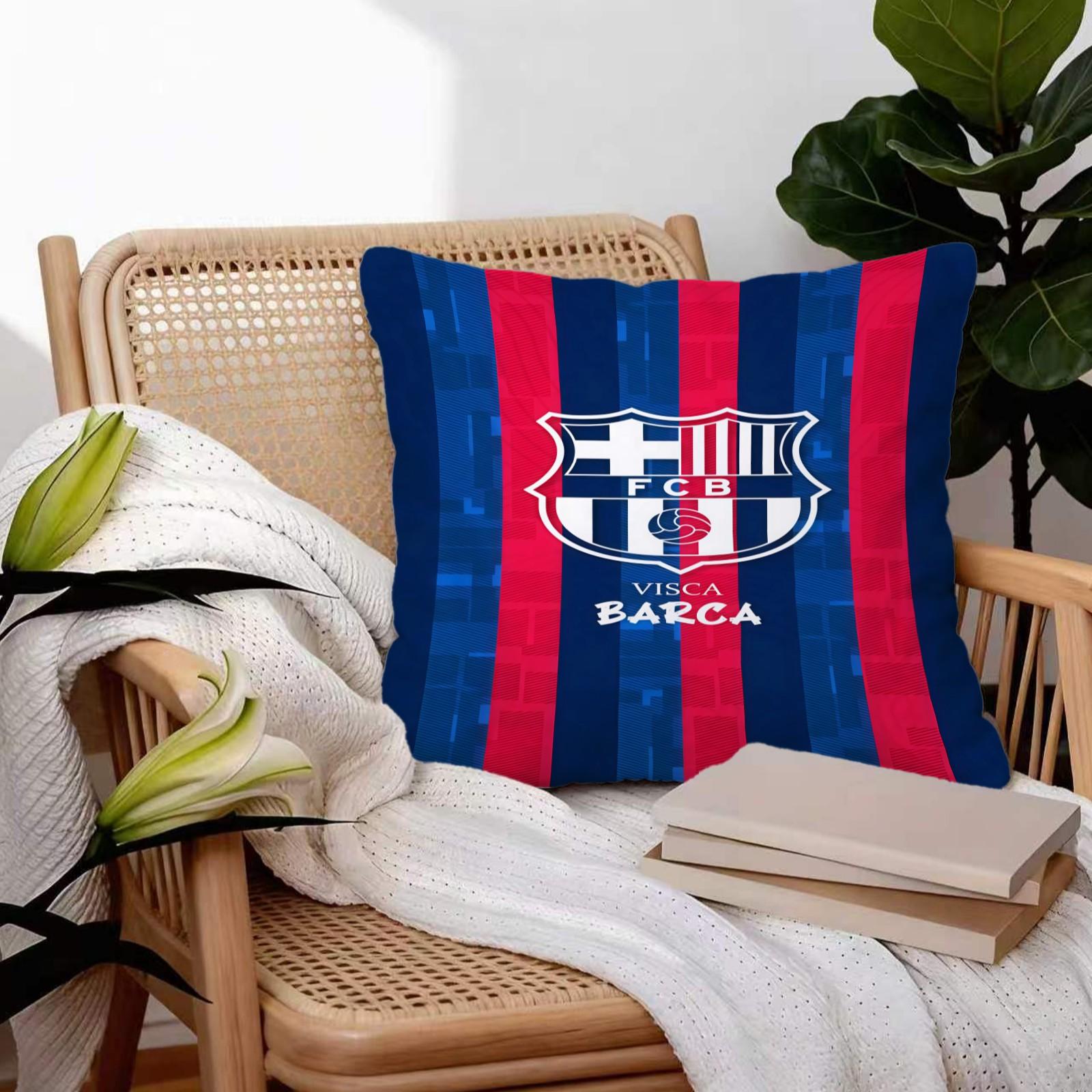 18x18 Inch Soccer Club Throw Pillow, Red Blue Striped Sport Team Decorative Cushion, Football Fan Sofa Bed Living Room Decor, Ideal Gift for Soccer Fans Teens Adults Men
