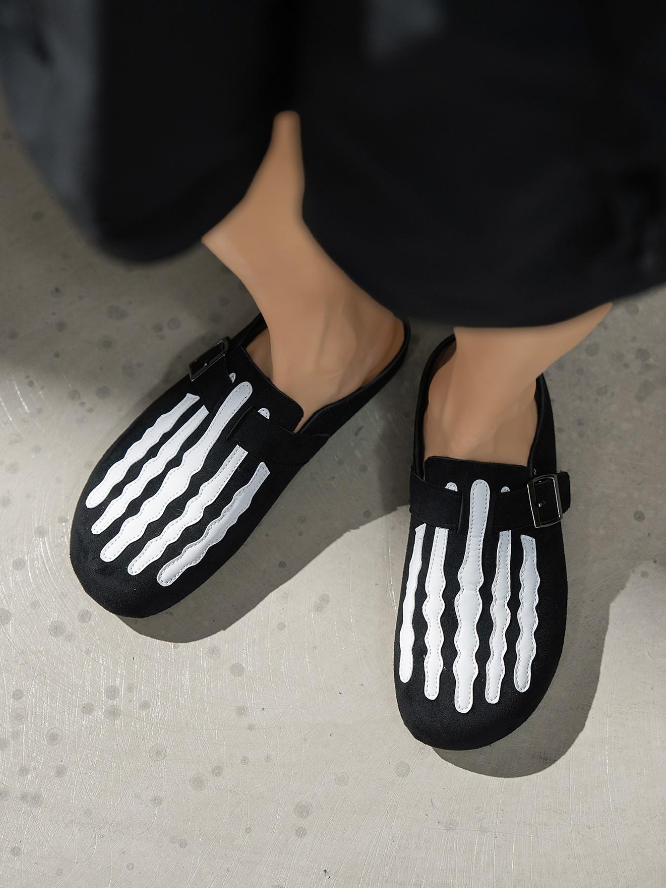 Men's Gothic Skull Sandals, Comfortable Soft Sole, Non-Slip Fashion Sports Shoes, Suitable for Spring Summer Indoor Outdoor Activities