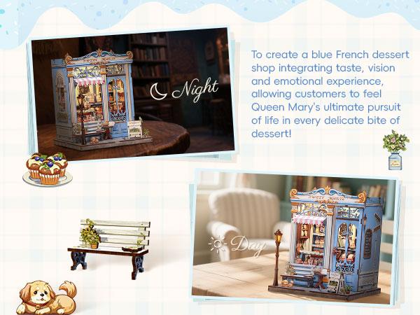 CUTEBEE DIY 3D Book Nook Kit Sweet Marie – Miniature Bakery Patisserie Dollhouse, Wooden Tiny House Bookshelf Decor, Handmade | Holiday, Christmas and Black Friday Gift