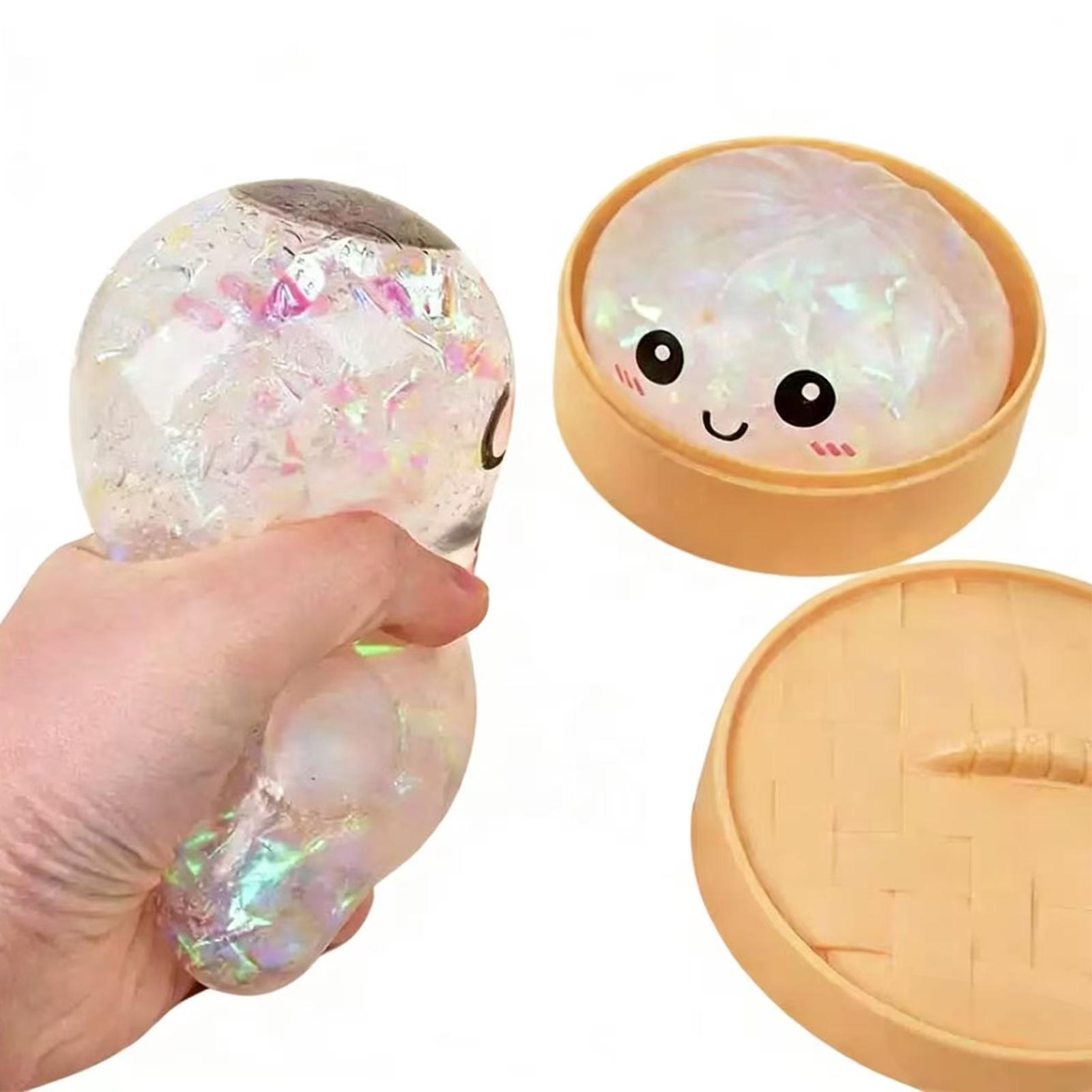 Giant Glitter Dumpling, Colorful Dumplings Stress Balls, Soft Squeeze Decompression Dough, for Adult Anxiety Relief & Sensory Play, for Stress Relief