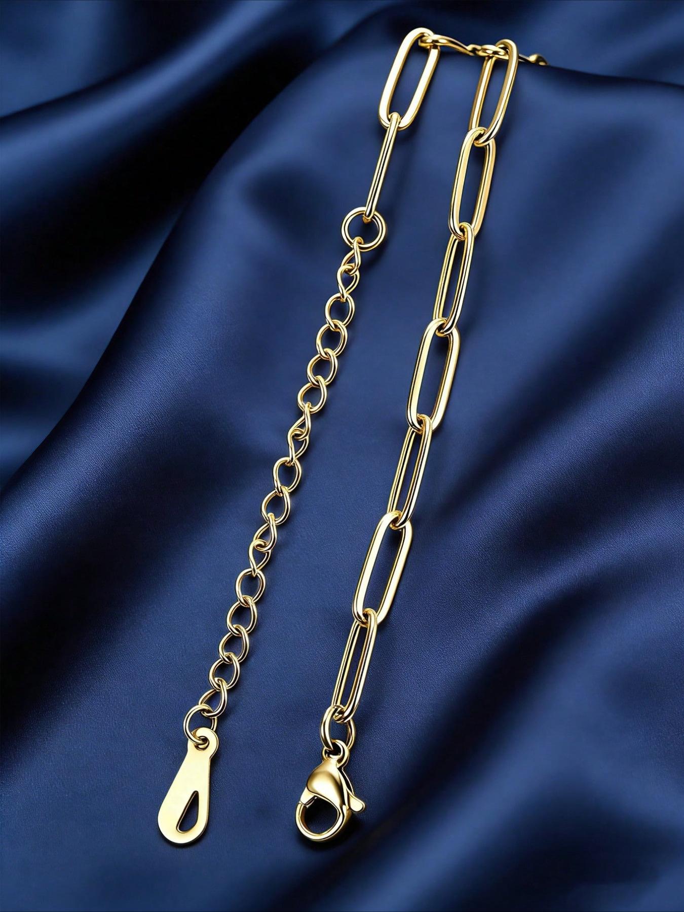 Light Luxury Non-Fading Stainless Steel Bracelet, Classic Paperclip Design, Versatile and Style-Neutral, Elevates Outfit Refinement