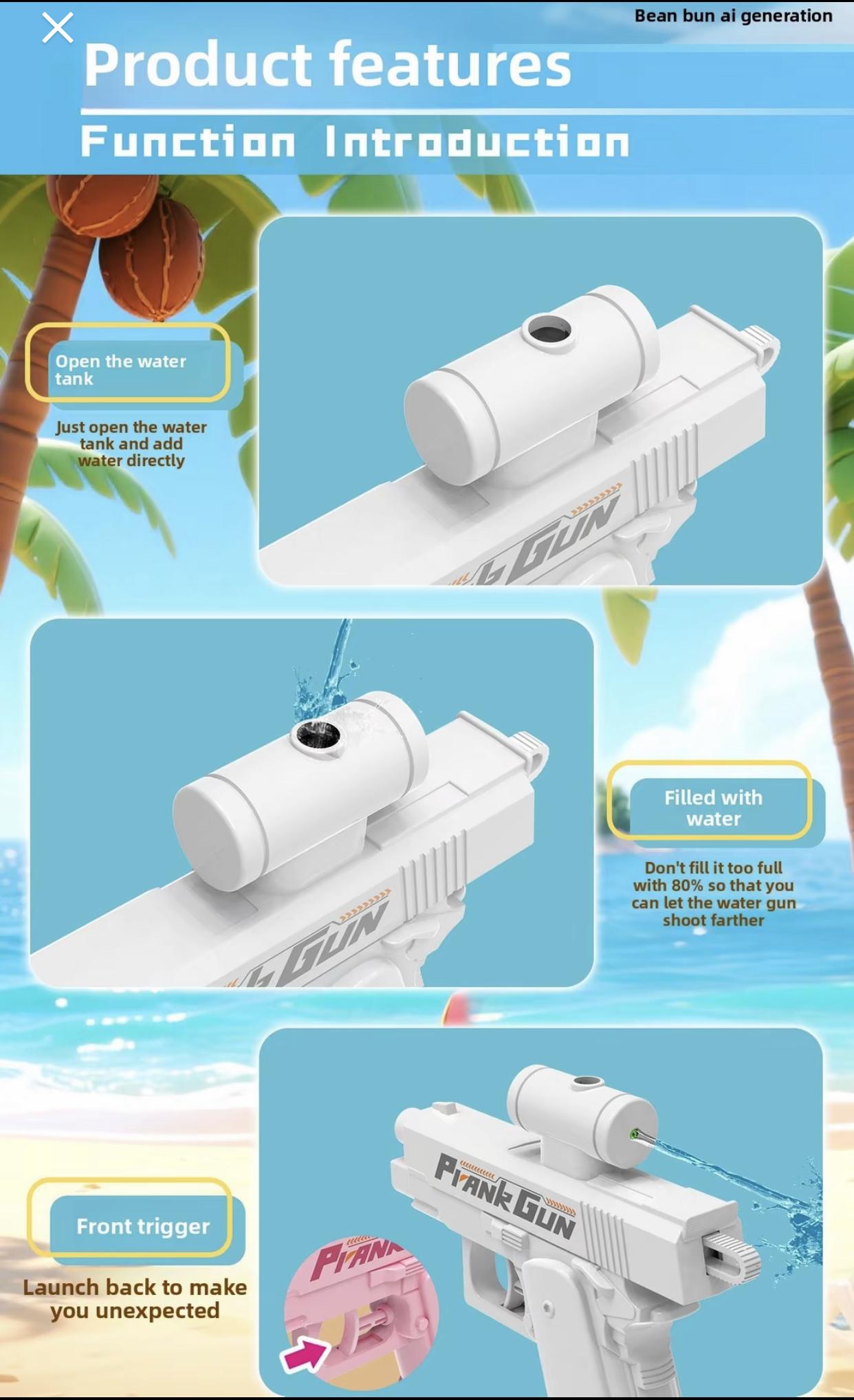 PrankWaterGunWater GunWaterblasterLargeCapacityOutdoor WaterCannonToy Automatic Water Gun Range: 8 Meters