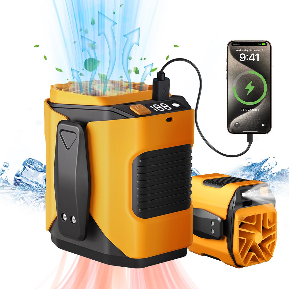 PADOX Personal Waist Portable Rechargeable Fan, 5000mAh Battery Power bank, 10 Speeds 5300RPM Airflow, LED Light, Wearable Belt Fan for Outdoor, Jobsite, Farms, Traveling, Fishing #SummerWins #DealsForYouDays PADOX Personal Waist Portable Rechargeable Fan, 5000mAh Battery Power bank, 10 Speeds 5300RPM Airflow, LED Light, Wearable Belt Fan for Outdoor, Jobsite, Farms, Traveling, Fishing #SummerWins #DealsForYouDays