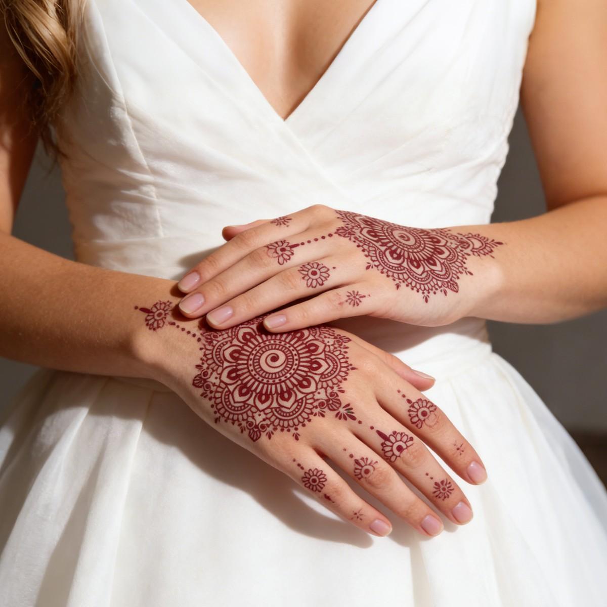 2pcs Exotic Henna Style Temporary Tattoos, Intricate Mandala & Floral Patterns, Waterproof, Long-Lasting, Easy Application, Ideal for Parties