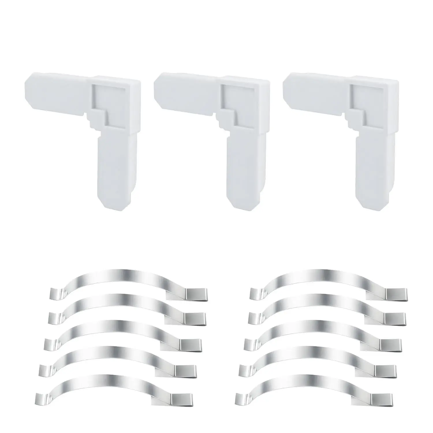 50 Screen Frame Corner 5/16" x 3/4" & 25 Window Screen Tension Spring Clips | 50 Pack White Plastic Window Screen Repair Kit & 25 Pack Corner Mount Flat Window Spring Tensioners Replacement