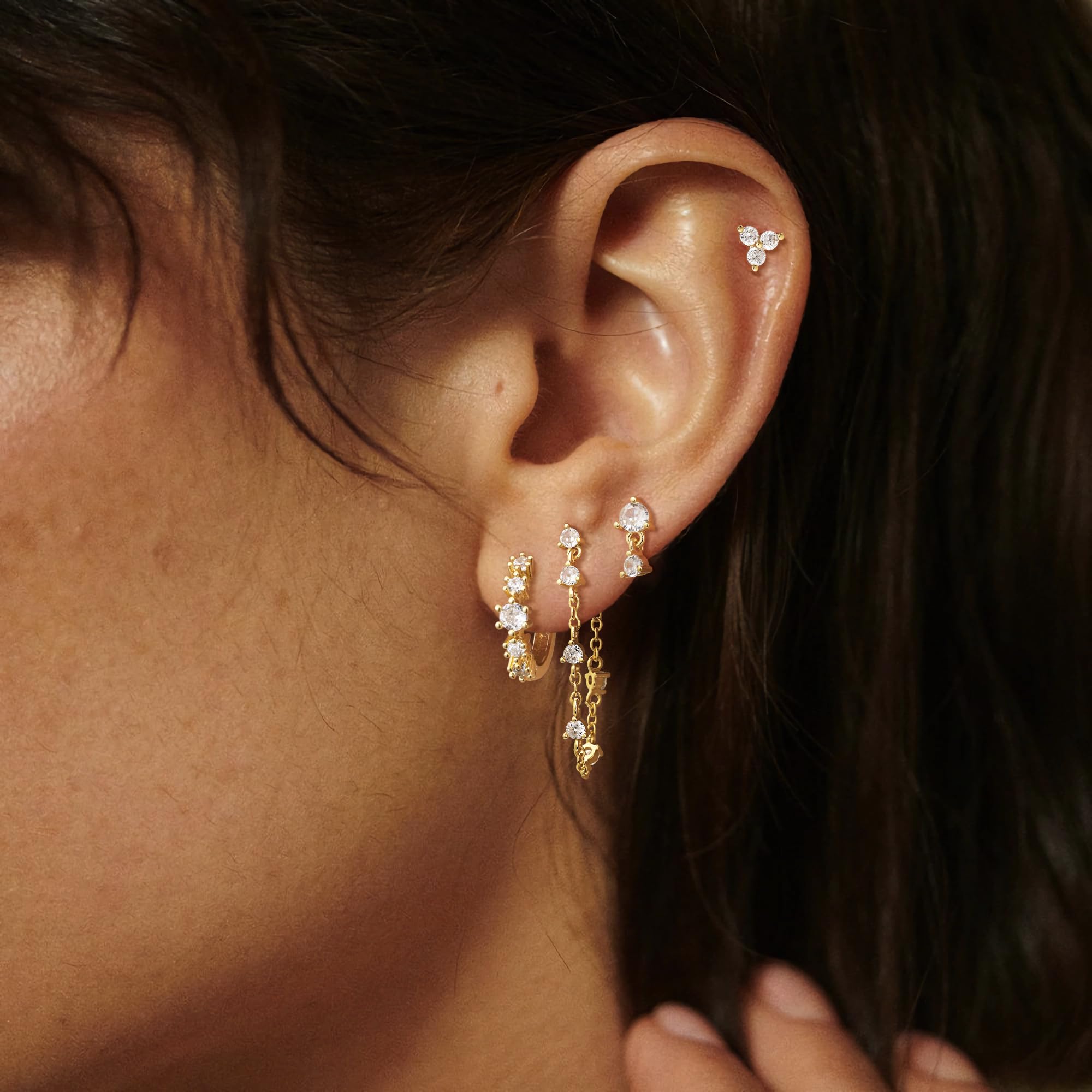 Earrings for Women Trendy  Hypoallergenic Cartilage Dangle Dainty  Hoop Earrings Sets for Women Stud Earring Sets for Multiple Piercing Jewelry Gifts for Her Valentine's Day Gift