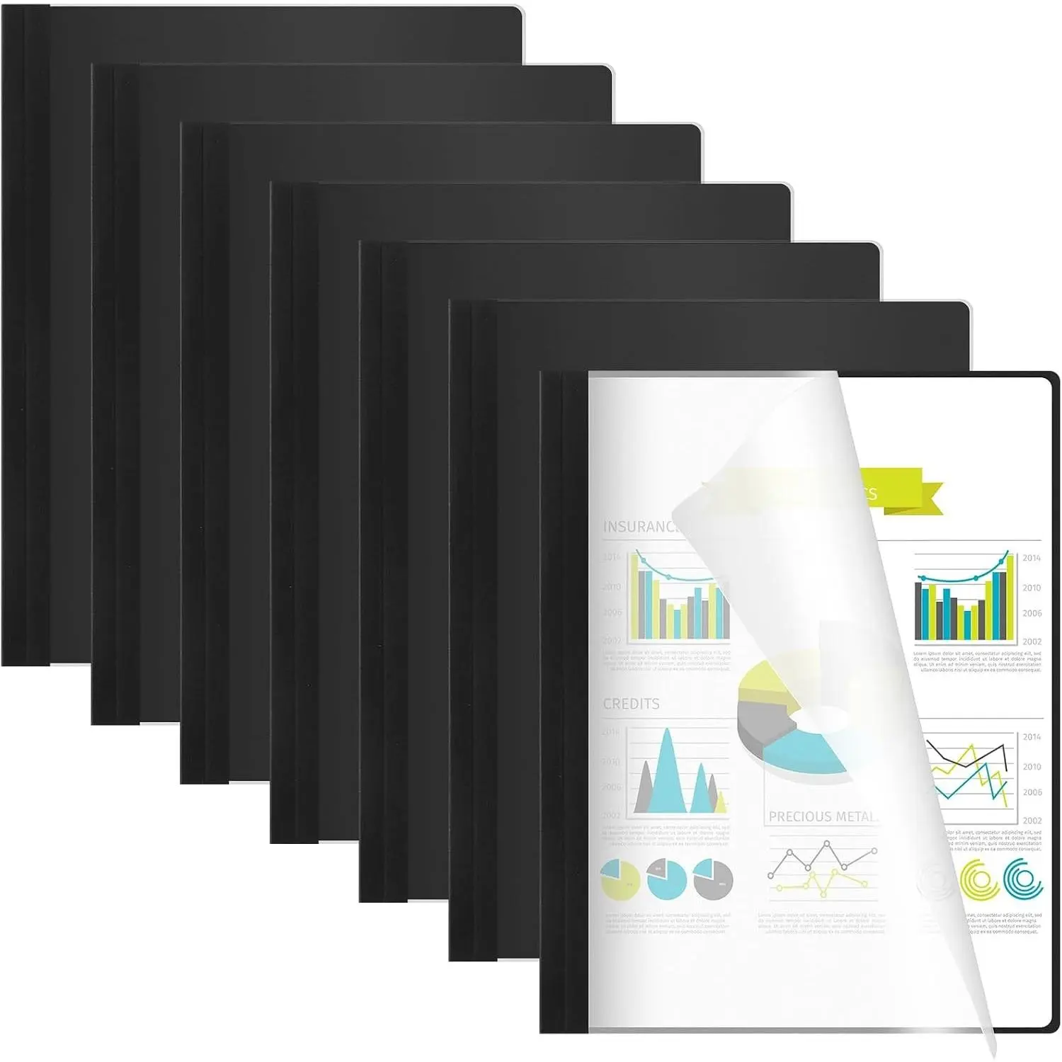 10 Pcs Thermal Binding Covers, 8.5 x 11 Inch Letter Size, 1 Inch Spine Holds 240 Sheets, Clear Front Paper Back Report Cover for Schools Offices Presentations, Black