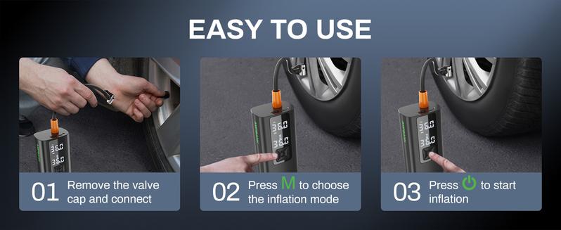 Tire Inflator Portable Air Compressor, AMPBANK AT003 Auto Air Pump for Car Tires, Tire Inflator 150PSI with 6000mAh Battery, Pressure Gauge & LED Screen, Air Compressor for Car, Motorcycle, Bike, Ball Tire Inflator Portable Air Compressor, AMPBANK AT003 Auto Air Pump for Car Tires, Tire Inflator 150PSI with 6000mAh Battery, Pressure Gauge & LED Screen, Air Compressor for Car, Motorcycle, Bike, Ball