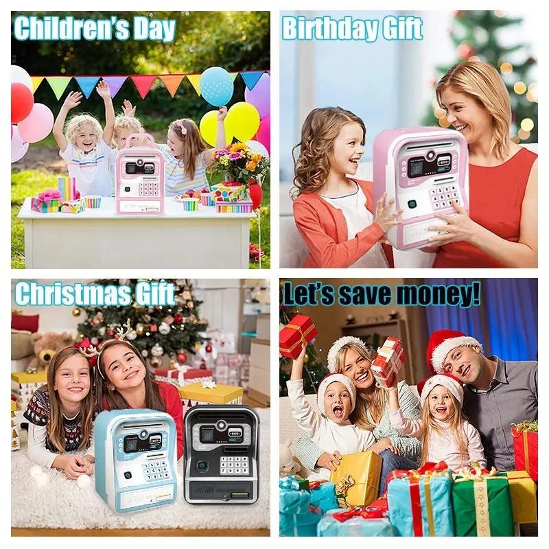 Upgraded Atm Deposit Machine, Automatic Money Saving, Password Protected, Easy Operation, Safe & Convenient, Perfect Gift for Kids over 3 Years, Coin Box
