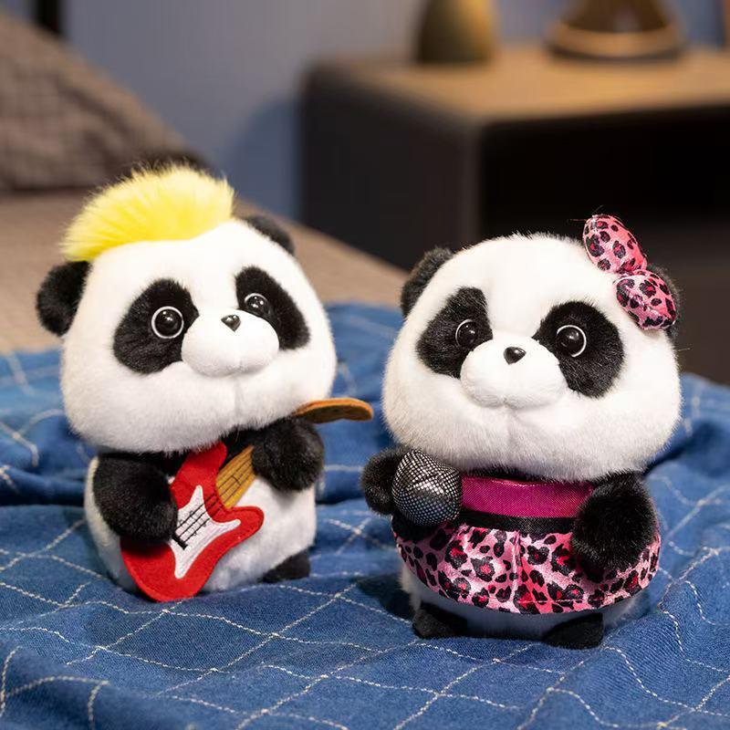 18cm New Simulated Music Panda Doll Stuffed Plush Toy Pillow Handmade Cartoon Anime Suitable Children's Birthday Gift Fun Doll