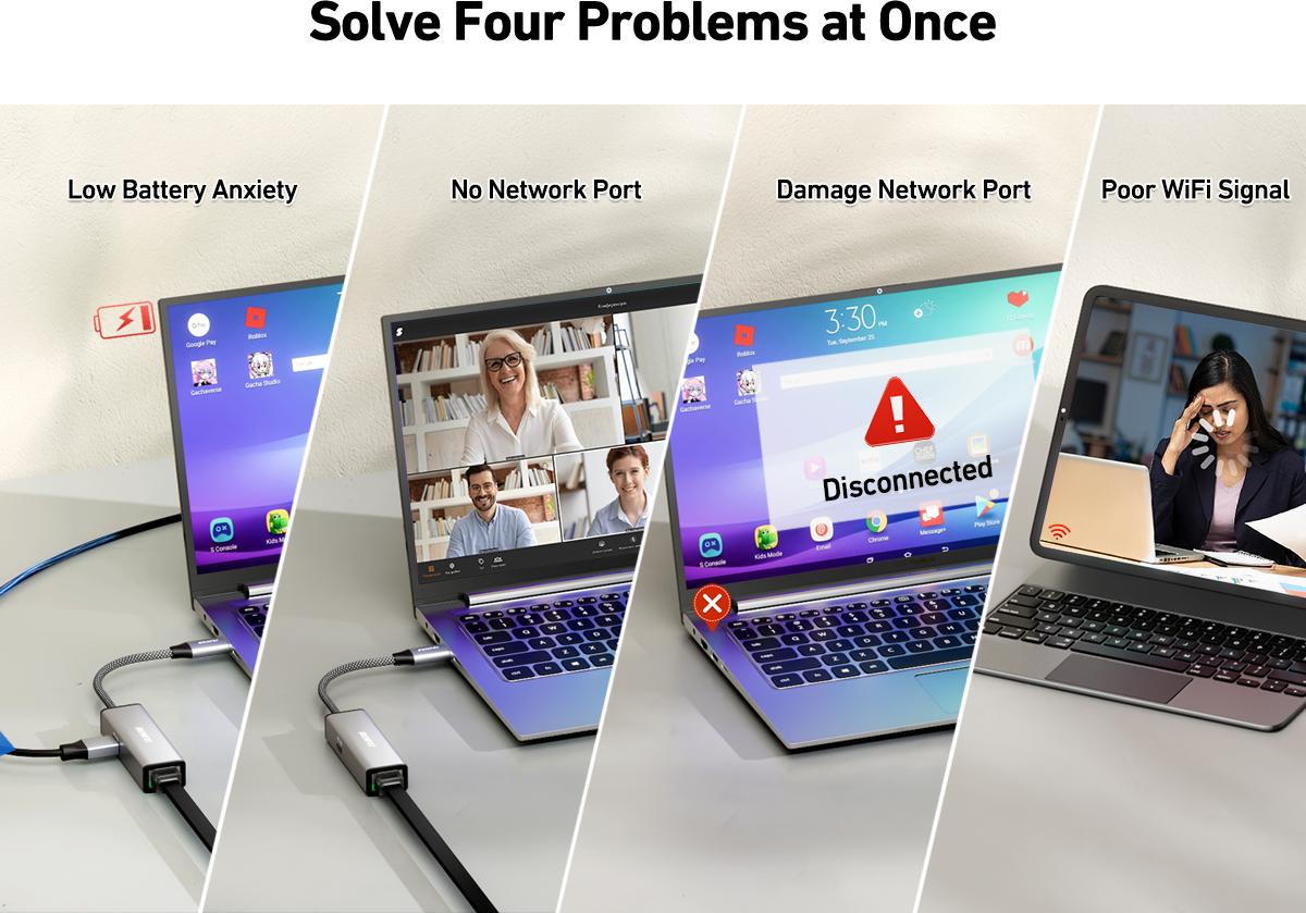 BENFEI USB-C to Ethernet Gigabit Adapter with 100W Power Delivery, Thunderbolt 3/4 to RJ45 Ethernet LAN Network Adapter BENFEI USB-C to Ethernet Gigabit Adapter with 100W Power Delivery, Thunderbolt 3/4 to RJ45 Ethernet LAN Network Adapter