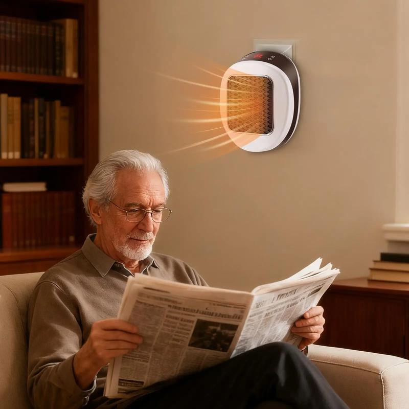 600W Portable Electric Heater with Remote Control, Ceramic Material, Fast Heating, Adjustable Temperature, Smart Timer, Winter Warmth Essential, Plug-In Space Heater for Home Use, US Plug