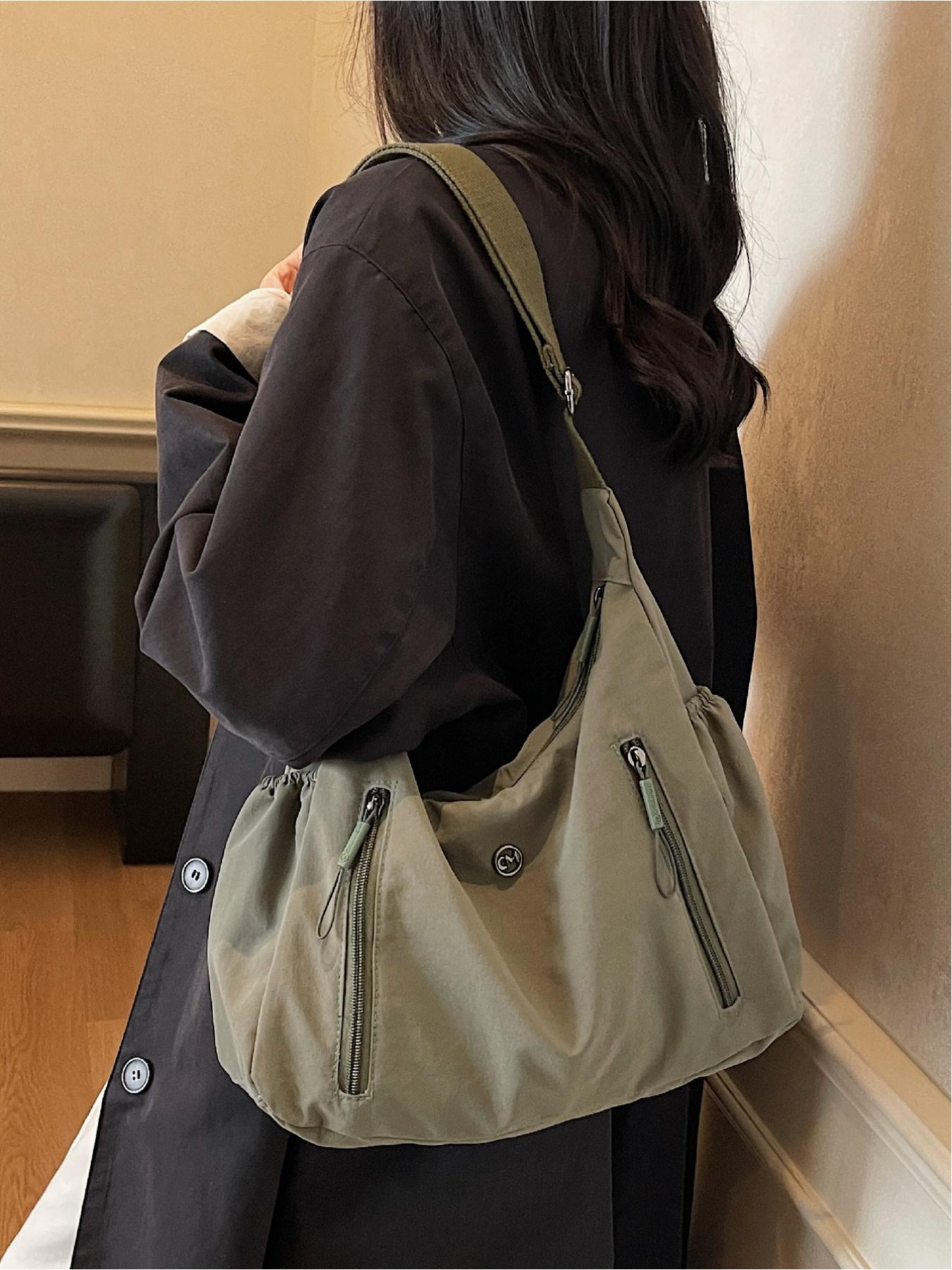 Fashionable and casual versatile crossbody bag, Crossbody Tote Bag, solid color, simple and versatile, single shoulder bag, solid color, multiple pockets, trendy armpit bag suitable for work, shopping, daily commuting