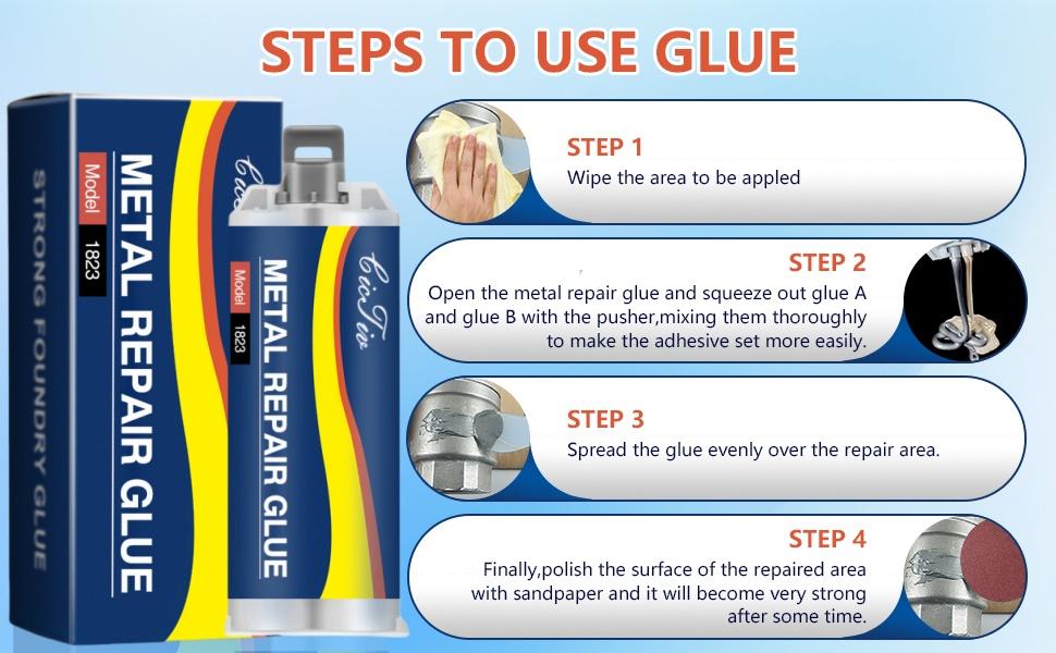 Enhanced Casting Glue, Metal Repair Glue, Casting Repair Glue, High Temperature Resistant Liquid Metal Welding Filler for Metal Casting  Defect, AB Glue New Semi, Strong Adhesion