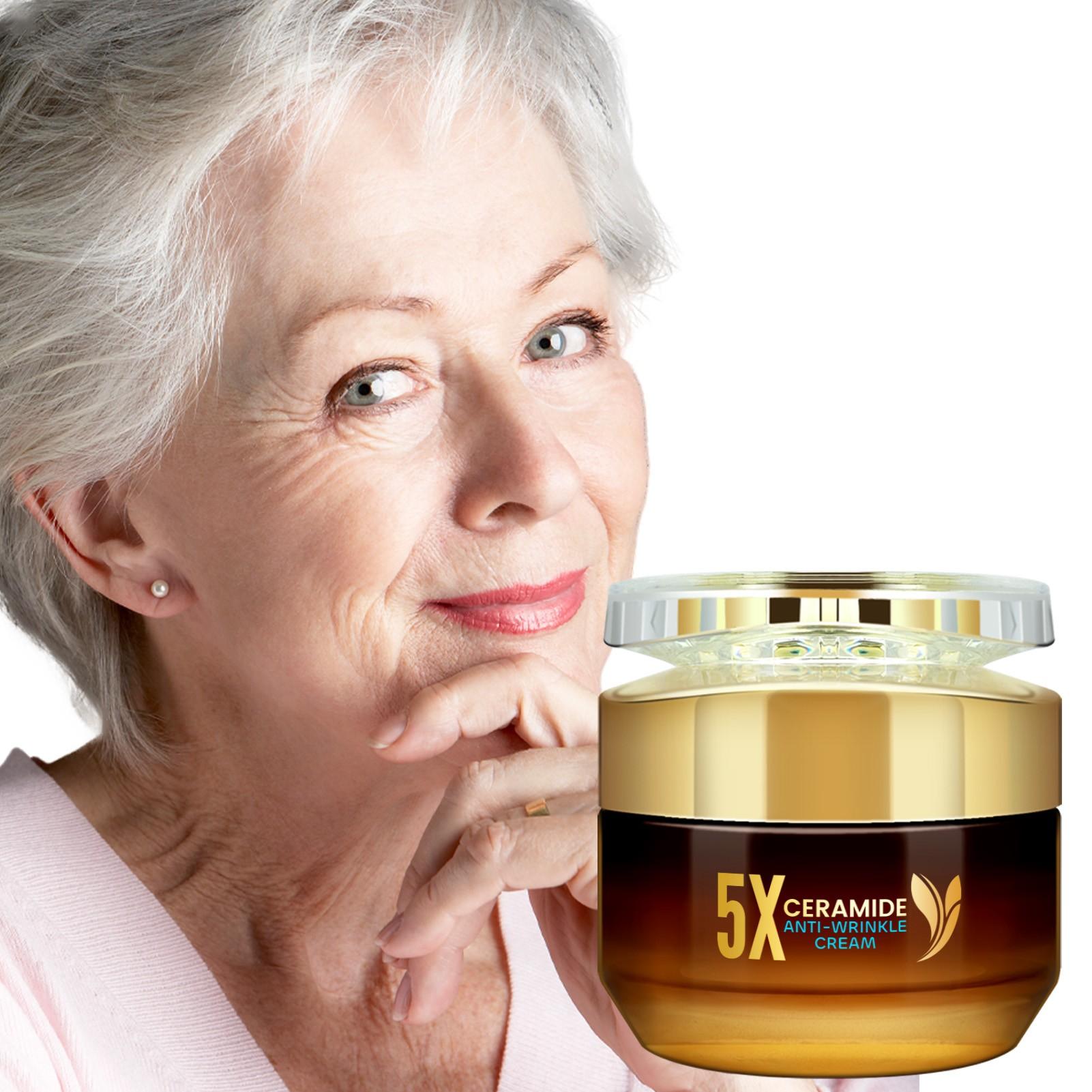 Ceramide Repair Anti-Wrinkle Face Cream, Deep Hydration, Fade Fine Lines, Improve Dark Circles, Gentle on Skin, 50g, Contains Ceramide, Centella, Ha