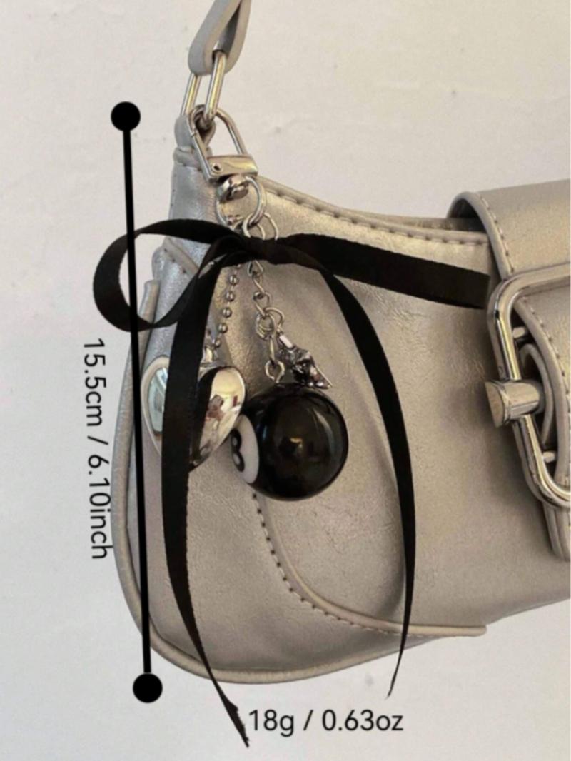 Billiard Ball Design Keychain, Cute Black 8 Ball & Heart Shaped Pendant Keychain for Women & Men, Fashion Accessories for Daily Use, Cute Charms Keychain