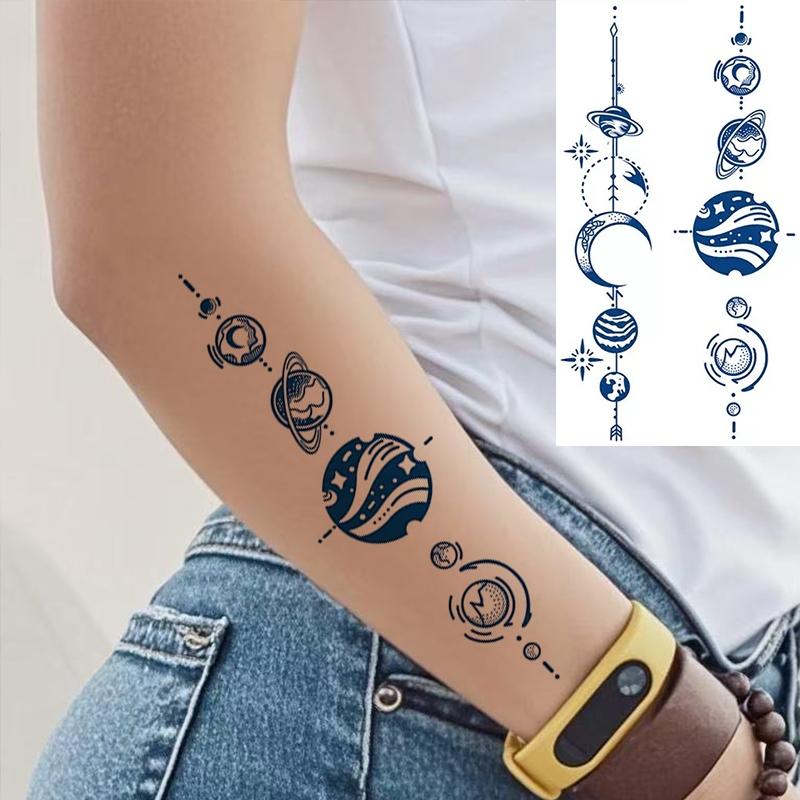 Revolutionary Semi-Permanent Galaxy Temporary Tattoo Stickers, Waterproof Long-Lasting Solar System Design, Realistic Plant Formula, Unisex
