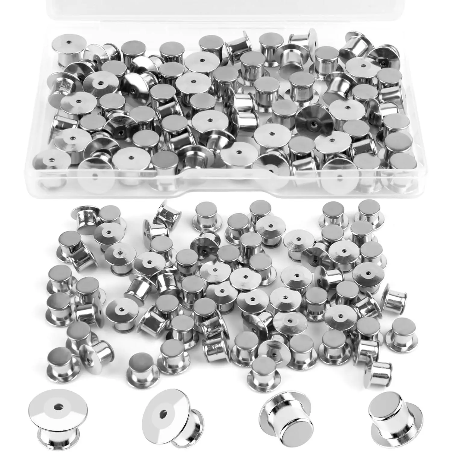 70 count Locking Pin Backs, Metal Pin Locks for Enamel, Badge and Brooches
