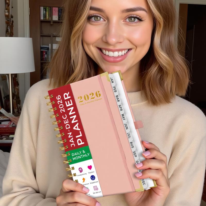 2026 Daily & Monthly Planner/Calendar, January 2026 - December 2026 Hardcover Planner Book With Monthly Tabs, Inner Pocket, Flexible Cover, A5 Compact Size (8.4"x5.7"), Perfect For Women & Men 2026 Daily & Monthly Planner/Calendar, January 2026 - December 2026 Hardcover Planner Book With Monthly Tabs, Inner Pocket, Flexible Cover, A5 Compact Size (8.4"x5.7"), Perfect For Women & Men