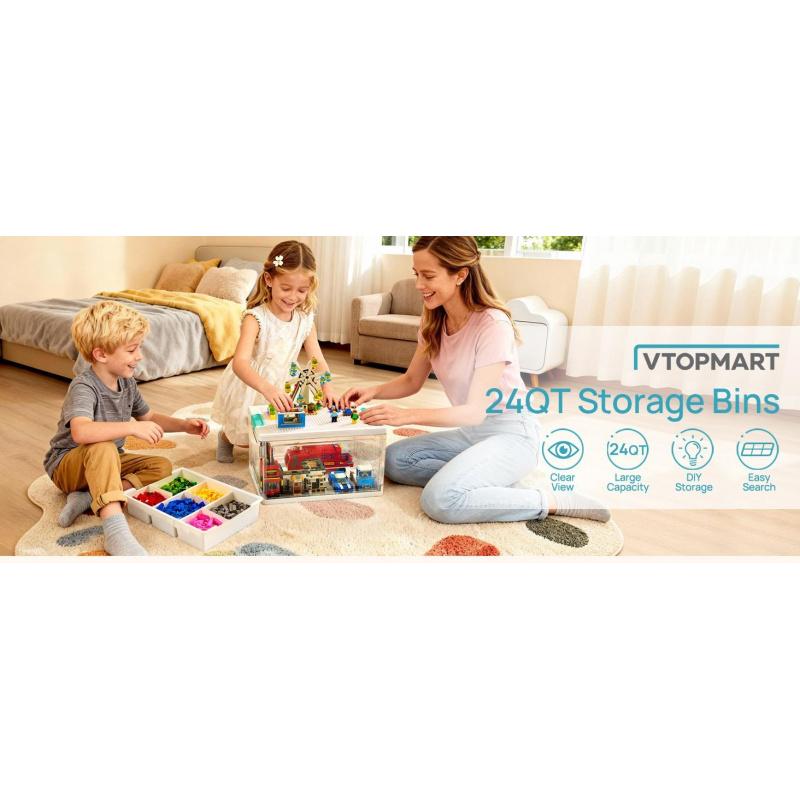 1pc Clear Craft Storage Bin with Removable Trays and Adjustable Dividers, Ideal Containers for Art Supply Coloring Books, Sensory Toys, Craft Supplies, Medicine, Playdough, Transparent Dust Proof, Mid Year Sale Restock,