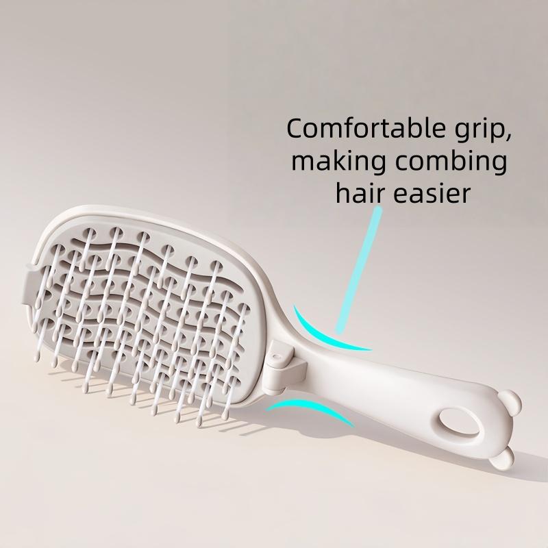 Travel Essential Foldable Women's Hair Comb with Cleaning Pad Versatile Comb for All Hair Types Easy Storage for Office Business Trip and Travel