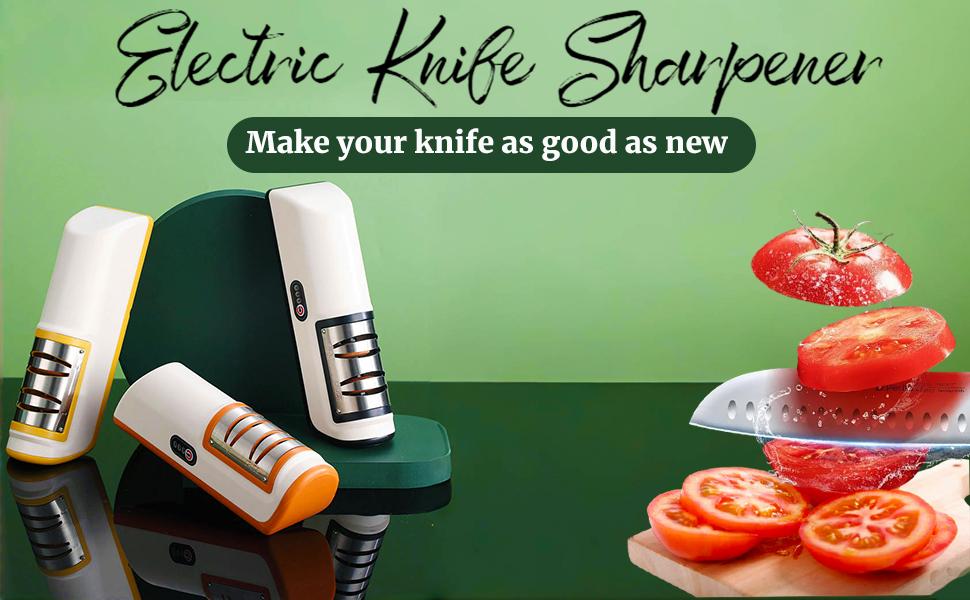 Kitchen Electric Knife Sharpener, 2-Stage Sharpening and Polishing Electric Knife Sharpener, Sharpening Tool for Kitchen Straight-Edged Knives, Ceramic Knives (black)