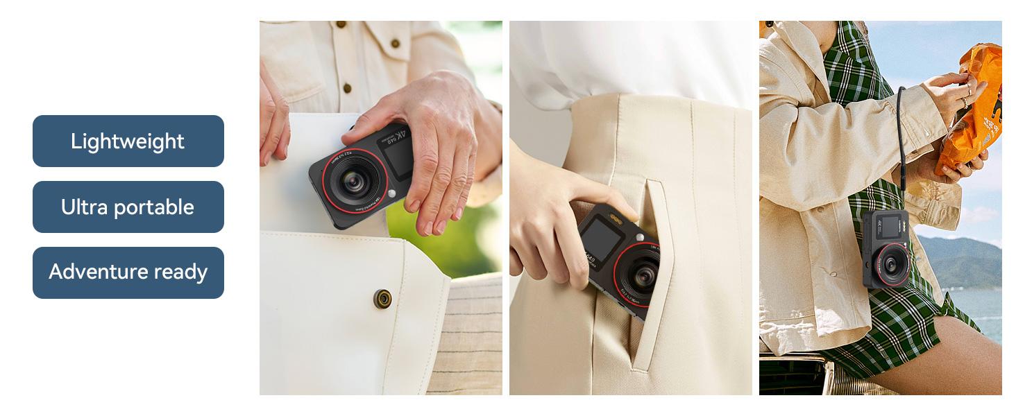 Deatti 4K Digital Camera, 1 Count 64MP Auto FocusDigital Camera,junior camera  Compact & Portable Camerawith 64G Memory Card & Battery,Compact 4K Digital Camera with Accessories Gifts for kids Black Flash