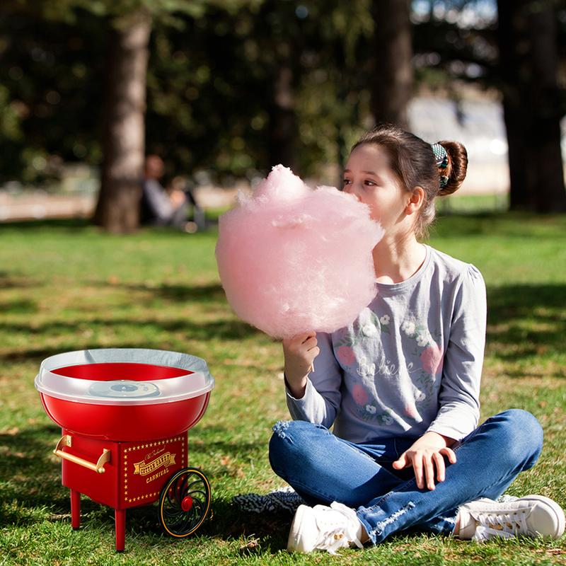 FOHERE Cotton Candy Machine,  Home Candy Maker with a Scoop and 10 Sricks for Kid Fun, Family Parties, Chrismas Gift, Red Vintage, Easy to Operate & Clean