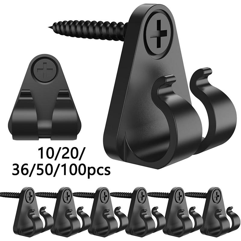 Screw-In String Light Hooks, Double Clips for Outdoor Patio, Weatherproof Fairy Light Hangers, Christmas Halloween Decor