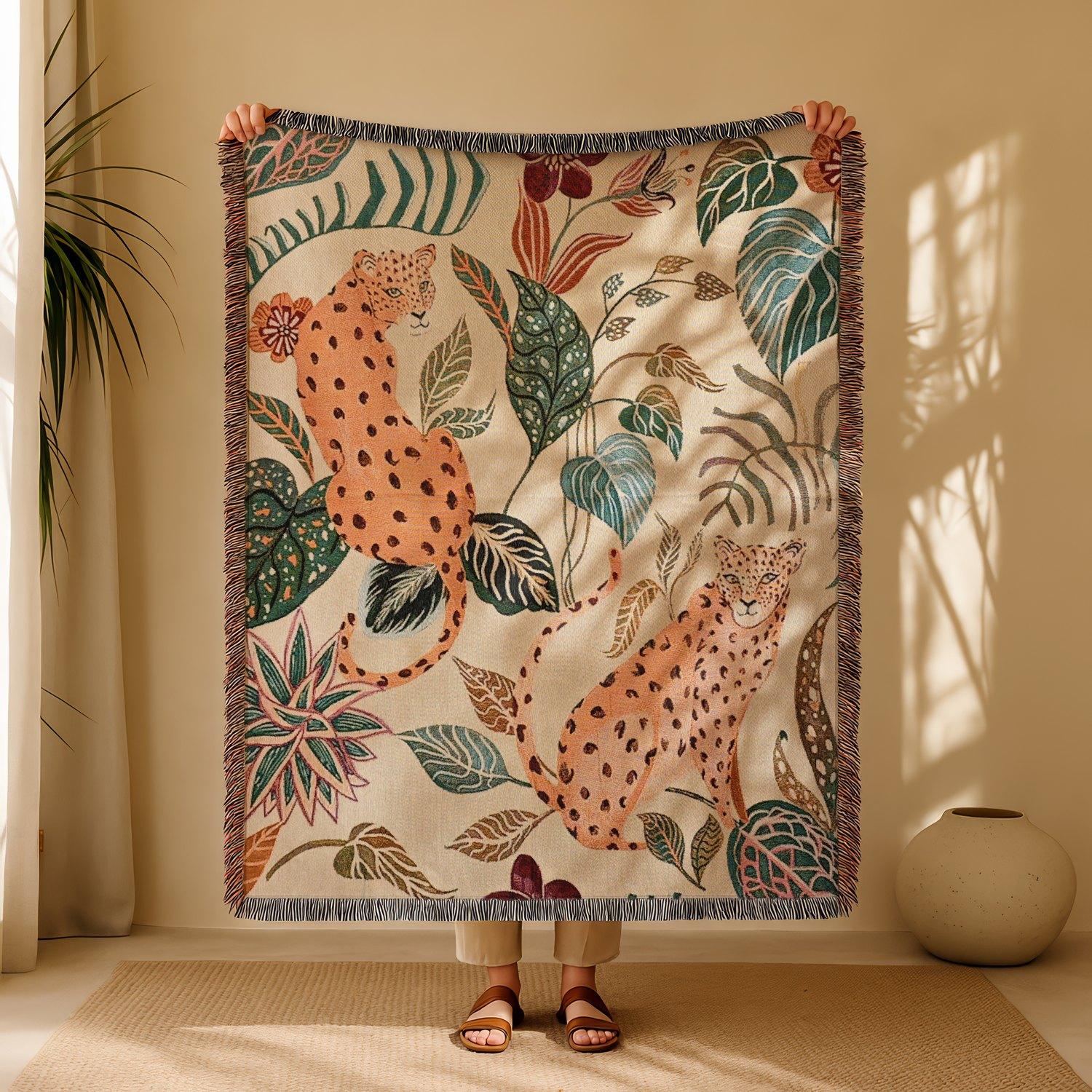 Multi-Function Tassel Woven Blanket -Green Snake Pattern Bed Blanket, Also for Sofa Cover Couch Throw Blanket Armchair Home Decor Room Wall Art Tapestry Furniture Slipcover Tablecloth Shawl Outdoor Picnic Camping Beach Towel Office Nap Hippie