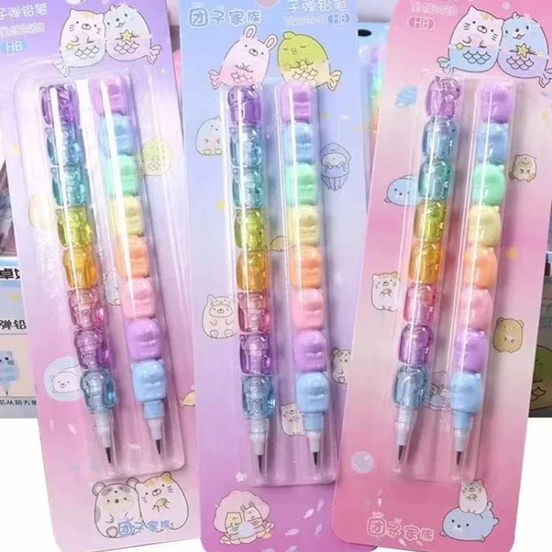 2pcs/Set Cute Bear Non Sharpening Mechanical Pencil Student Writing Pen School Office Supplies Pencil Stationery Gifts