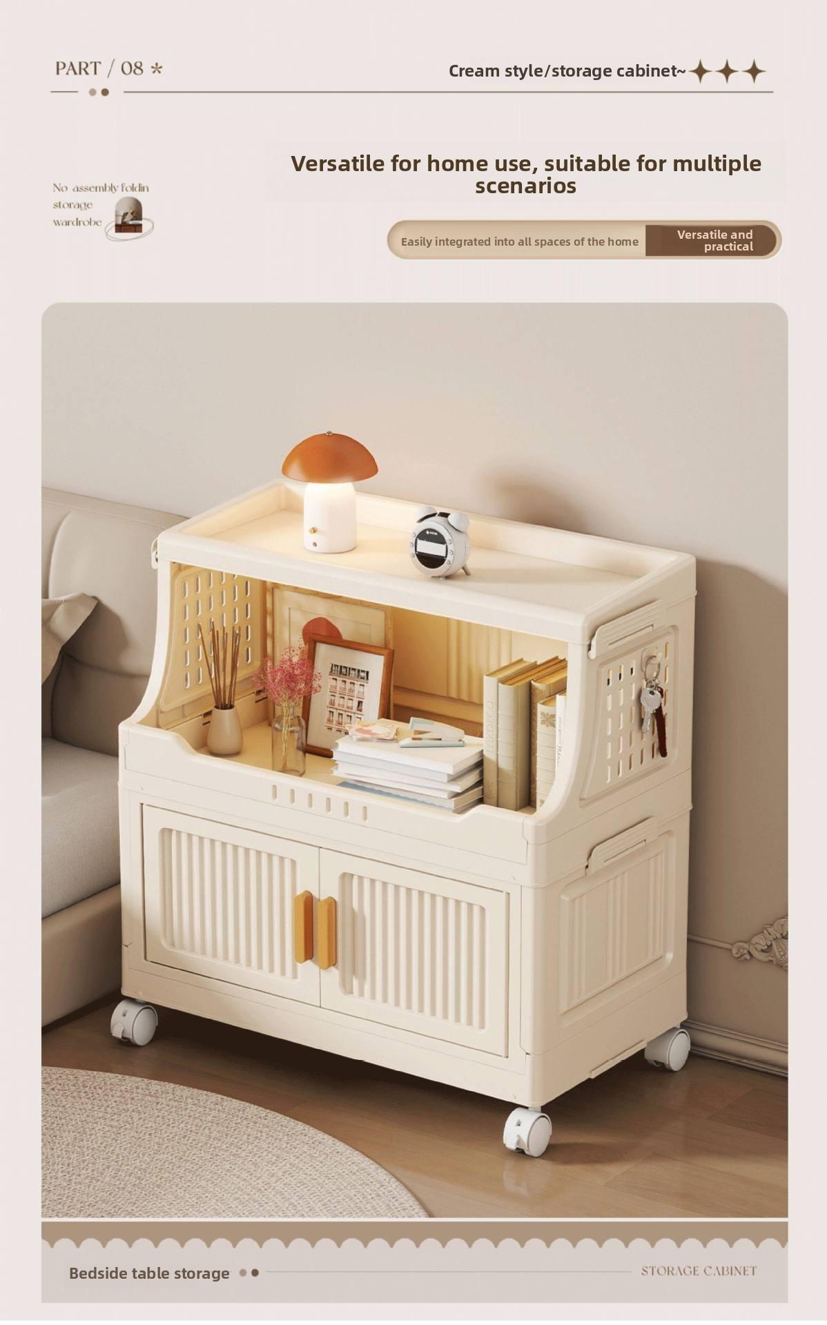 Large-capacity covered multi-tier stackable storage cabinet, wheeled foldable plastic storage cabinet, closet organizer and storage box, decorative cube closet organizer, for living room, bedroom, bathroom, office, dormitory, Space Saving Furniture