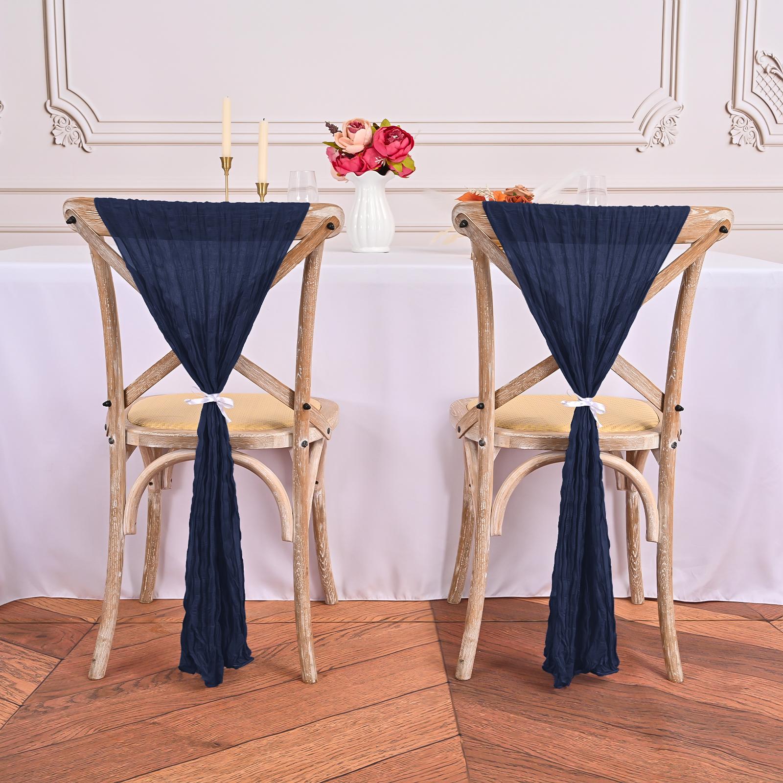 50/60PC 16x70inch Chair Sashes Cheesecloth Sashes Rustic Chair Decorative Bows Designed ChairCover for Wedding Banquet Party Aisle Home Kitchen Decoration