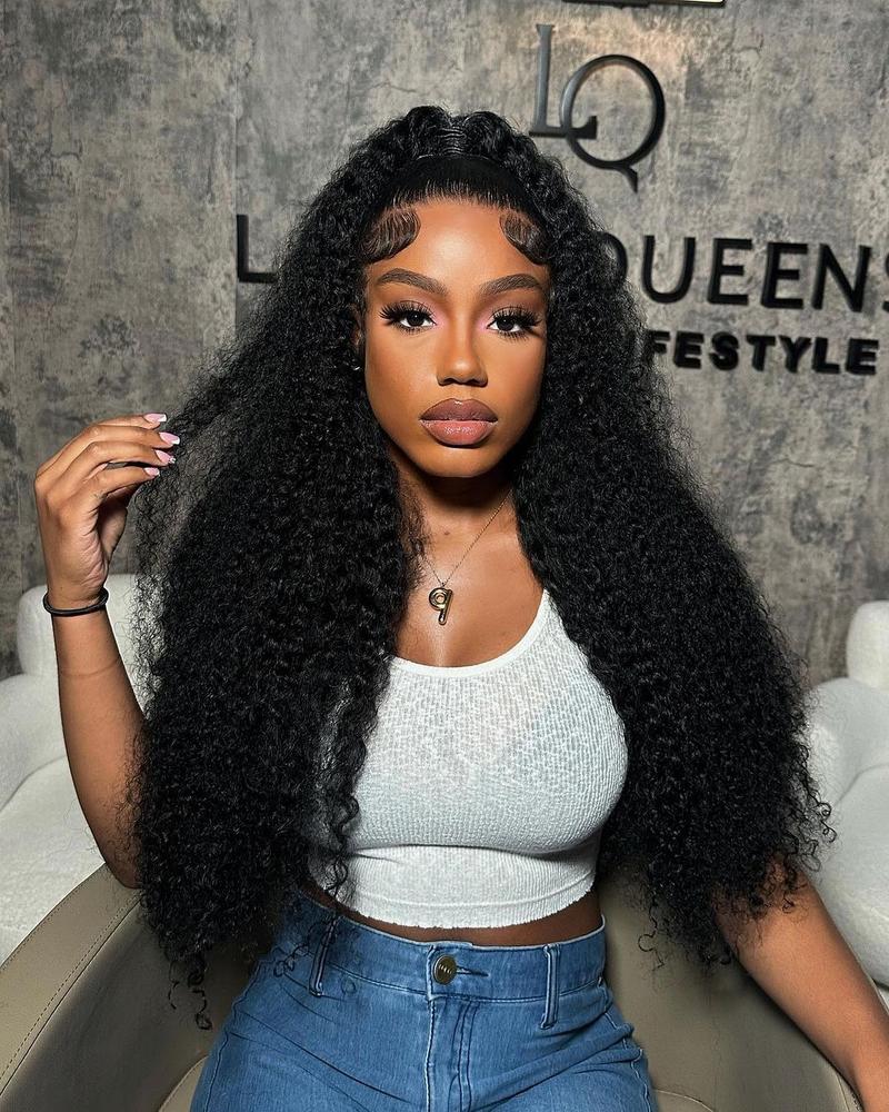 Bling Hair Lace Frontal Wigs Kinky Curly 13x4 13x6 Hd Transparent Lace Front Real Human Hair Wig Pre Plucked 4x4 Lace Closure Wig For Women 30 32 Inch TikTokShopHolidayHaul