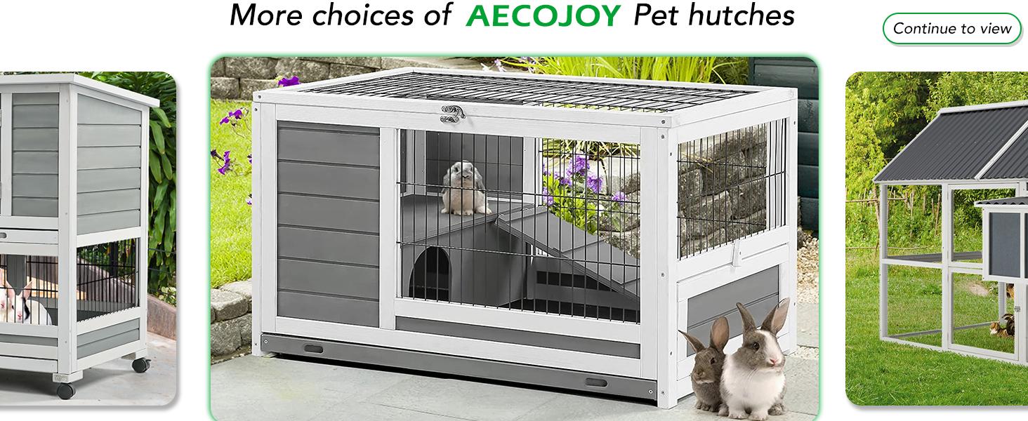 Rabbit Hutch with Deeper No Leak Tray & Run, 35.4’’ Pet House for Small Animals Rabbit Cage Guinea Pig House Bunny Hutch Indoor & Outdoor