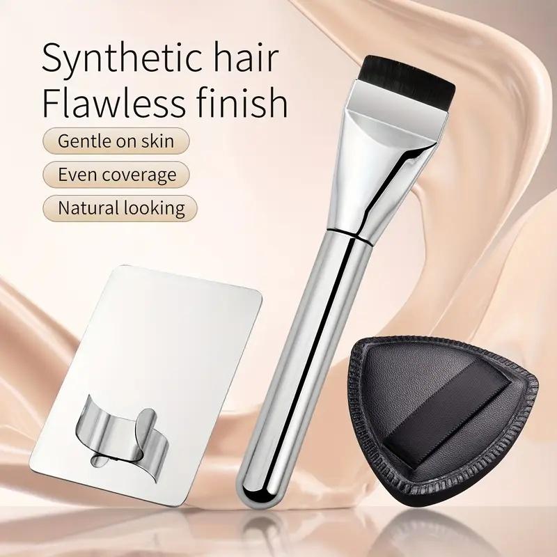 1/3 Piece Makeup Tool Set, Includes Flat Foundation Brush, Multi-Functional Wet & Dry Concealer Puff, Color Mixing Palette