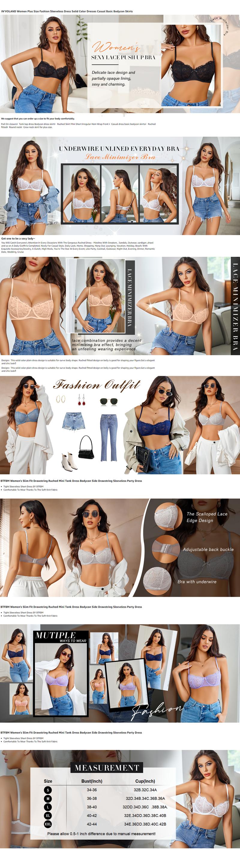 Avidlove Women's Lace Bra Sheer Balconette Underwire Unlined Everyday Bras Lingerie