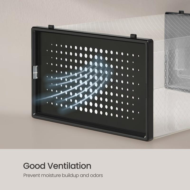 12-piece oversized shoe storage box, transparent plastic stackable shoe finishing box, 2026 Fengshen shoe box! Installation-free + stackable