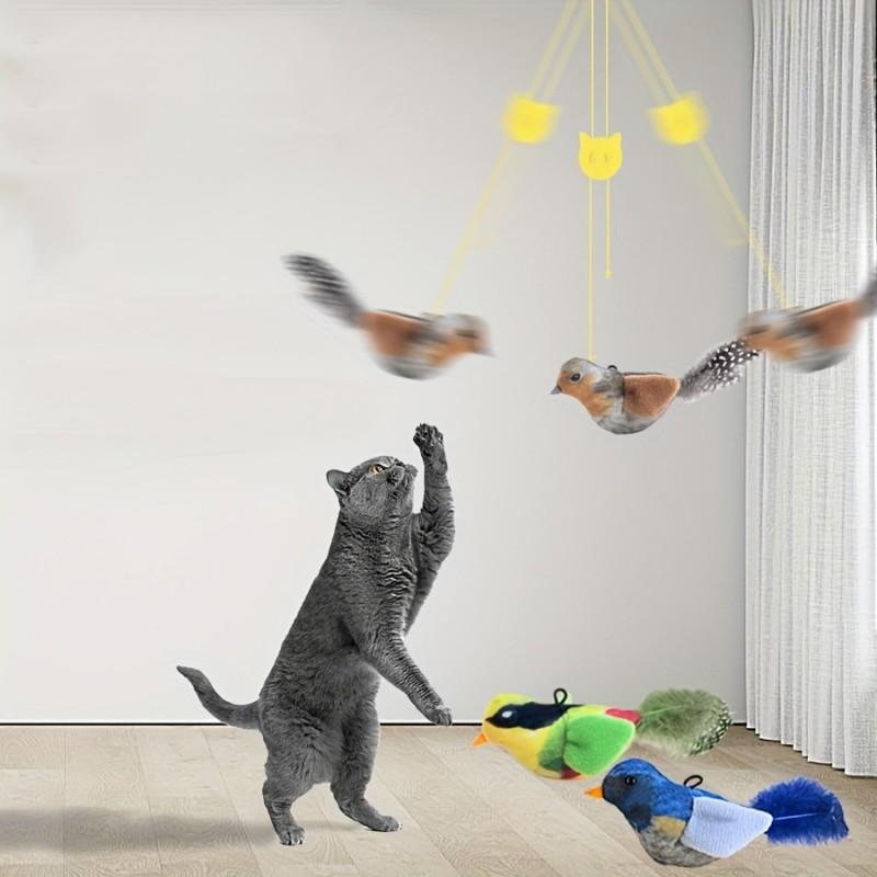 Interactive Cat Toy Bird Simulation, Wireless Rechargeable Physical Sound, Self-Entertainment & Exercise, Hanging Play Teaser Stick
