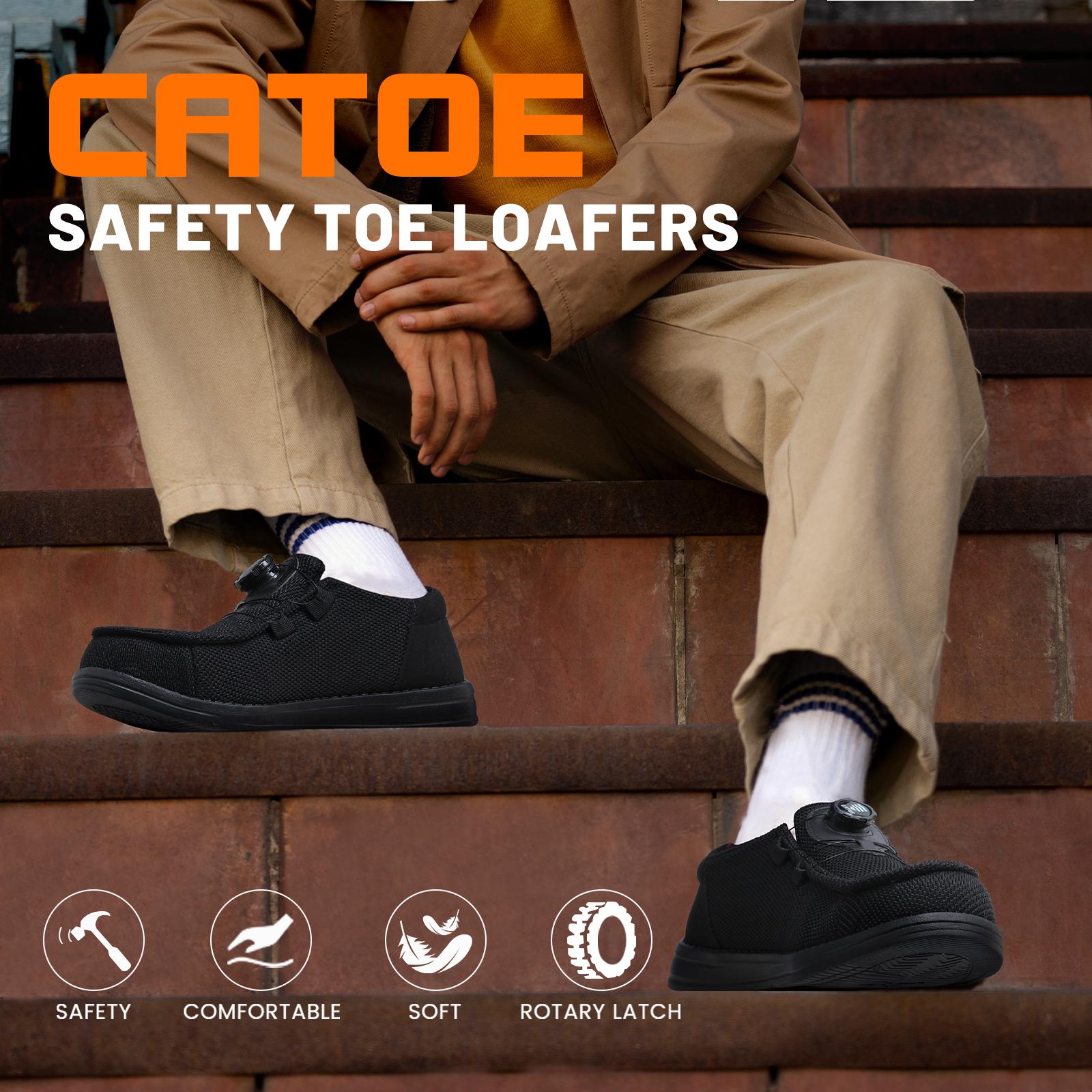 Men's Steel Toe Shoes Safety shoes Work shoes Stylish shoeLightweight Composite Toe Sneakers Swivel Buckle Women and Men Slip On Safety Work Shoes Composite Toe Comfortable  Industrial Construction Sneakers