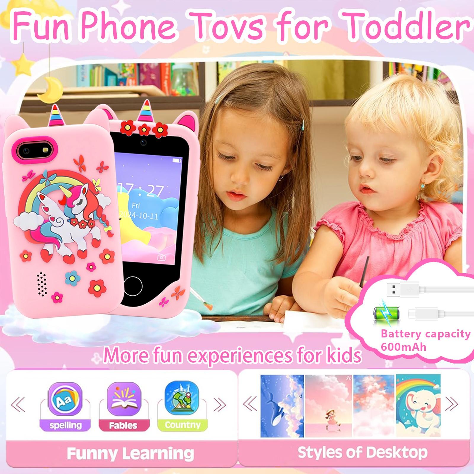 Kids Smart Phone Dual Camera Interactive Toy With 2.8 Inch High Definition Screen Music Player And Learning Games Great Gift For Kids