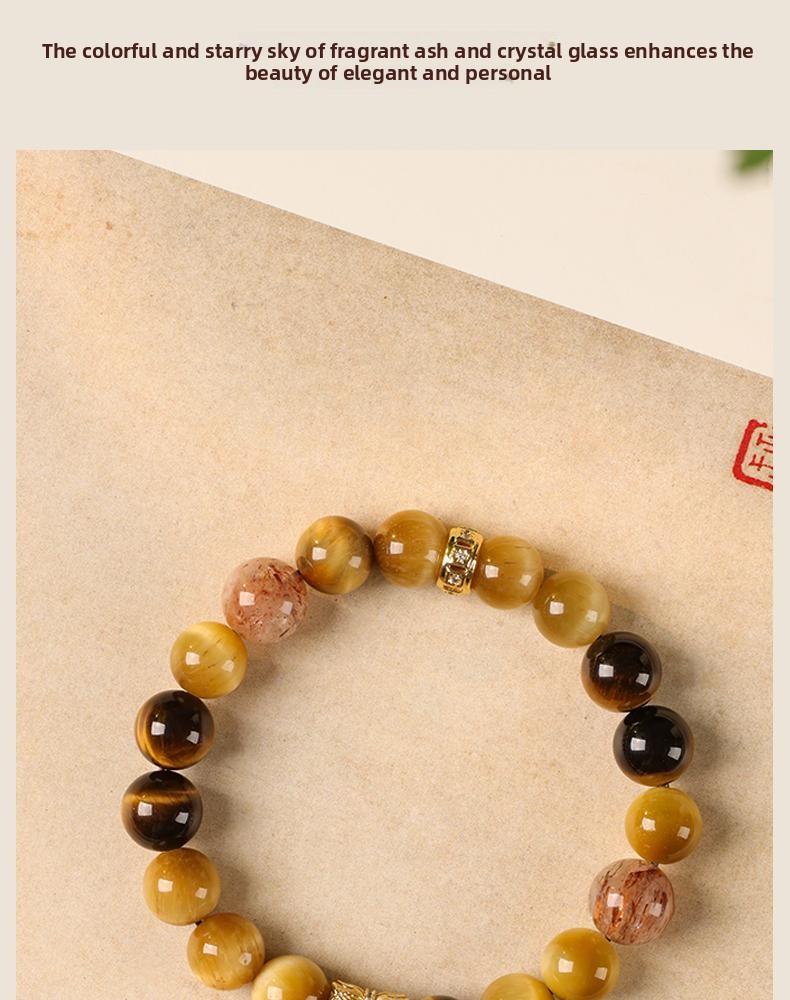 [Fortune Star Gathering] crystal bracelet, golden tiger eye tiger eye super seven, unisex, daily wear gift, natural stone gold accents, wealth prosperity good luck symbol