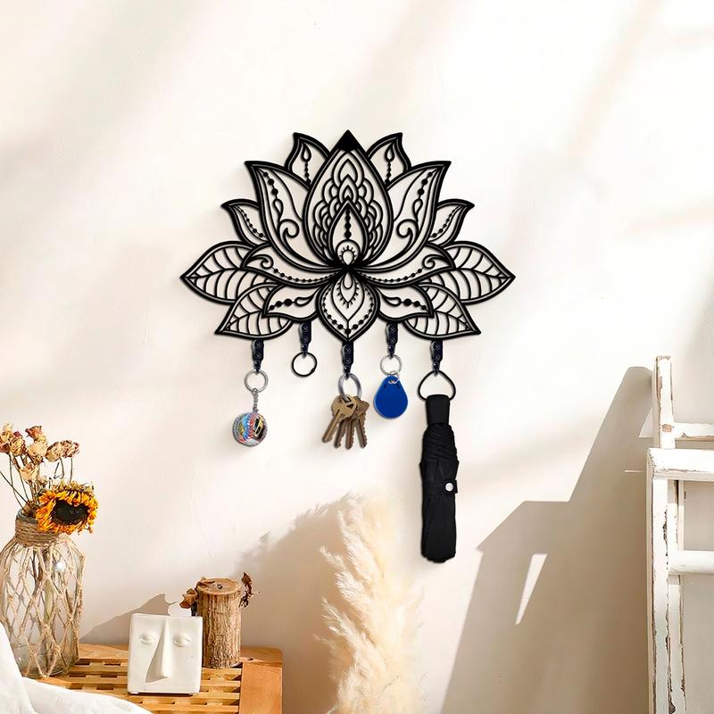 Boho Flower Design Wall Hook, 1 Count Metal Multifunctional Key Hanging Hook, Creative Home Organizer for Indoor Home Wall Decoration, Wall Mounted Organizer Boho Flower Design Wall Hook, 1 Count Metal Multifunctional Key Hanging Hook, Creative Home Organizer for Indoor Home Wall Decoration, Wall Mounted Organizer