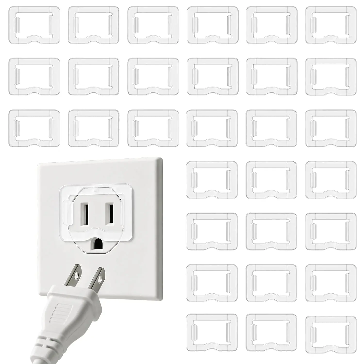 30 Pack Outlet Plug Fix, Adhesive Socket Stabilizer, Fire-Safe  110V Receptacle Lock for  Travel