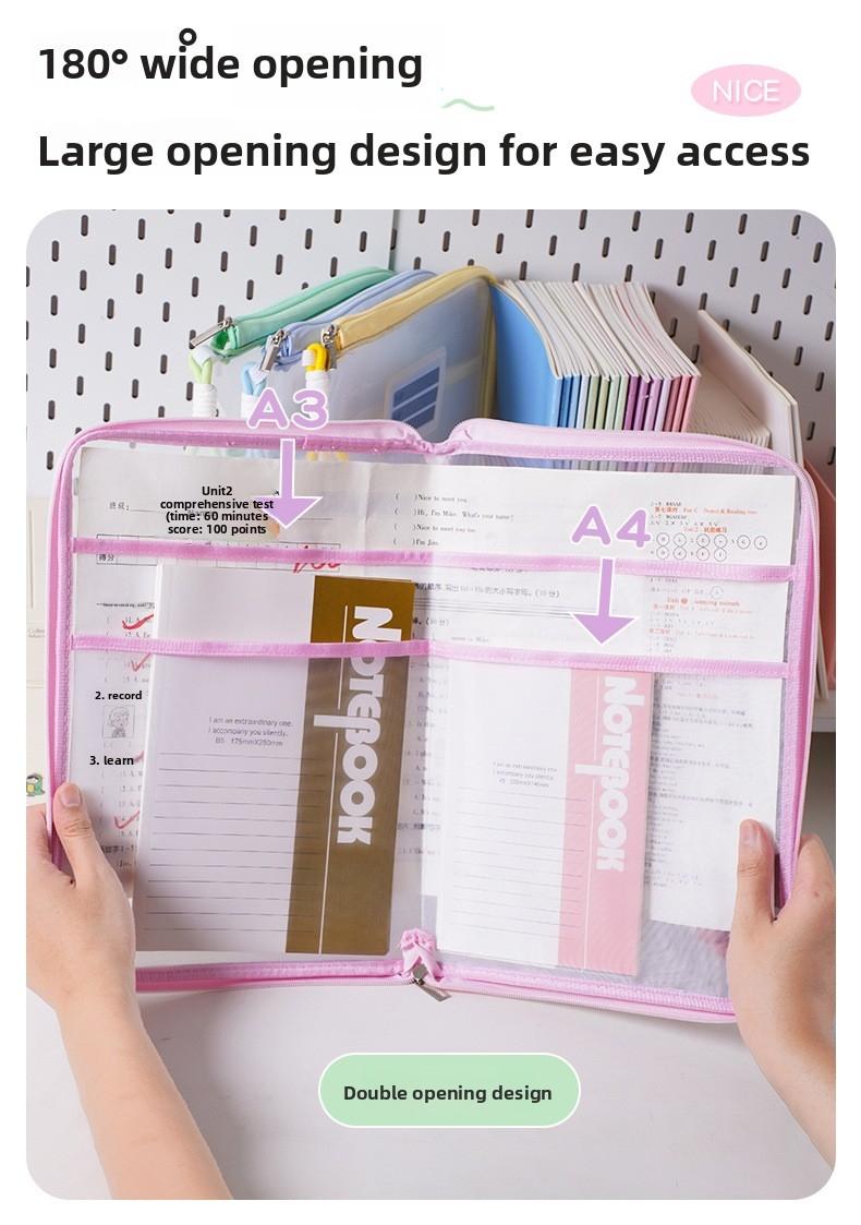 A4 to A3 Painting Storage Bag Handheld Document Folder Student Exam Paper Organizer Subject Classification Homework Pouch
