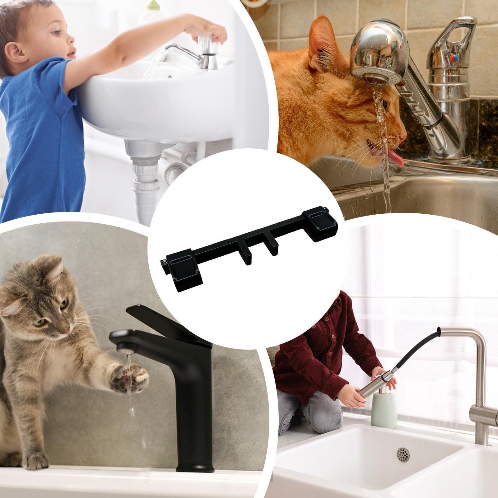 Double Sink Faucet Handle Lock, Anti Slip Universal with Central Pipe Fixation, Pet Proof Sink Faucet Guard, Prevents Accidental Water Flow